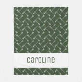 Forest Green Lacrosse White Sticks gepatterd Fleece Deken (Voorkant)