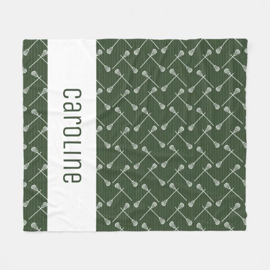 Forest Green Lacrosse White Sticks gepatterd Fleece Deken (Voorkant (Horizontaal))