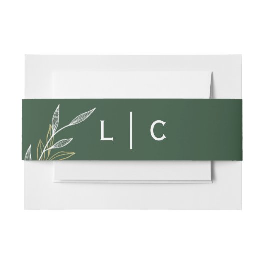 Forest Green Leaf Belly Band Uitnodiging Uitnodigingen Wikkel (Voorkant Voorbeeld)