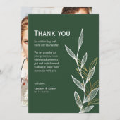 Forest Green Leaf Dank u kaart voor bruiloft (Voorkant / Achterkant)