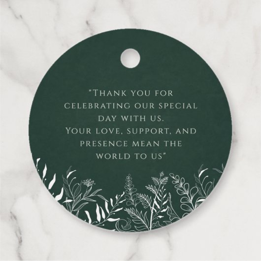 Forest Green Leafy Wreath Monogram Nature Bedankjes Labels (Achterkant)