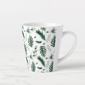Forest Green Leaves 3 Monogram Pas getrouwd Decor Latte Mok (Rechts)
