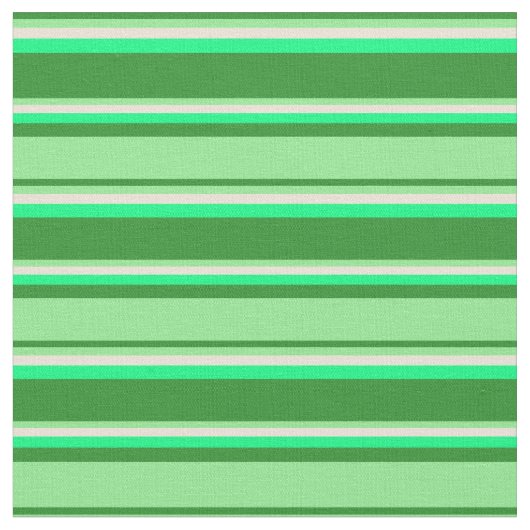 Forest Green, Light Green, Bisque & Green Lines Stof (Close Up)
