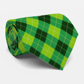 Forest Green, Lime Green en Black Argyle Stropdas (Opgerold)