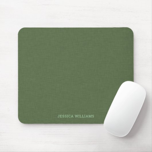 Forest-green linen personalizable typography muismat (Met muis)