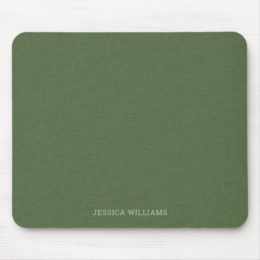 Forest-green linen personalizable typography muismat (Voorkant)