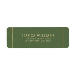 Forest Green Linen Texture Image Gold frame Etiket