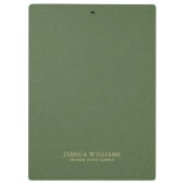 Forest Green Linen Texture Image Gold frame Klembord (Achterkant)