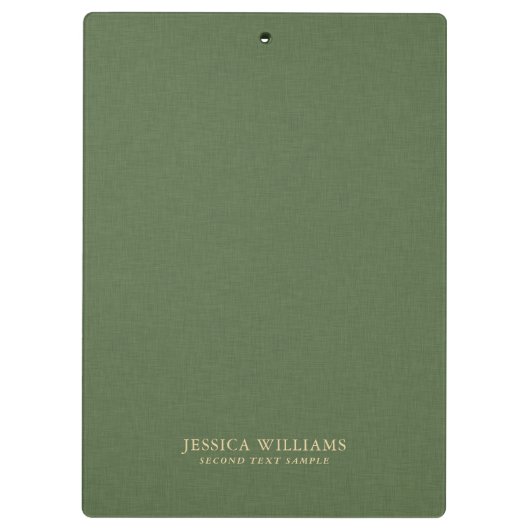 Forest Green Linen Texture Image Gold frame Klembord (Achterkant)