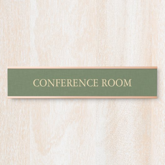 Forest Green Linen Texture  Imitation Deurbordje (Voorkant)