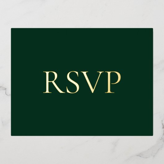 Forest Green Luxe Echte Folie bruiloft RSVP Folie Feestdagen Briefkaart (Voorkant)