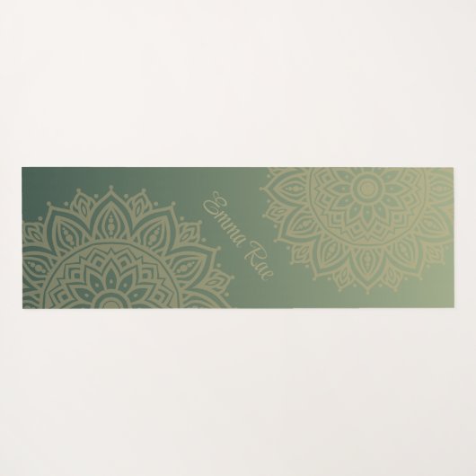 Forest Green Mandala Gradient Yogamat (Achterkant (horizontaal))