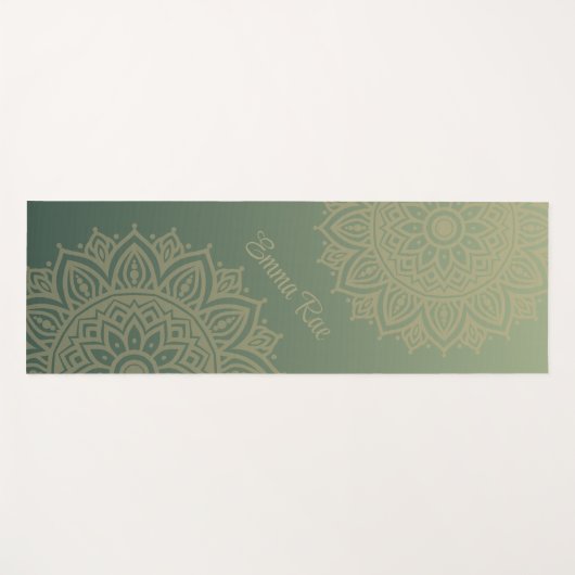 Forest Green Mandala Gradient Yogamat (Voorkant (horizontaal))