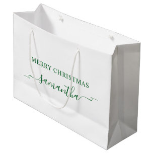 Forest Green Merry Christmas Ribbon Swash Naam Groot Cadeauzakje