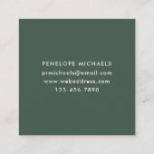 Forest Green met Blush Leaves Grid met Foto Vierkante Visitekaartje (Achterkant)