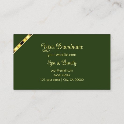 Forest Green met foto Modern Patterned Letters Visitekaartje (Achterkant)