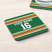 Forest Green met Oranje White Stripes Team Jersey Onderzetter (Linkerzijde)