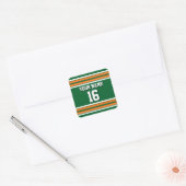 Forest Green met Oranje White Stripes Team Jersey Vierkante Sticker (Envelop)