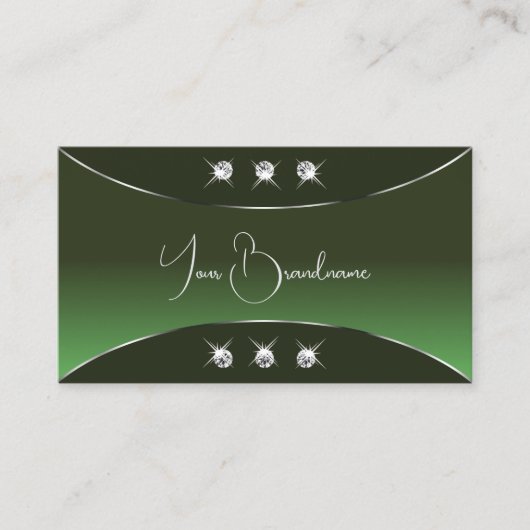 Forest Green met Silver Decor Sparking Diamonds Visitekaartje (Voorkant)