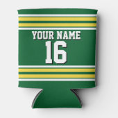 Forest Green met Yellow White Stripes Team Jersey Blikjeskoeler (Voorkant)