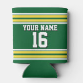 Forest Green met Yellow White Stripes Team Jersey Blikjeskoeler (Achterkant)