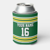 Forest Green met Yellow White Stripes Team Jersey Blikjeskoeler (Blikje Achterkant)