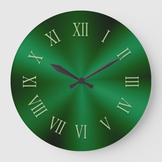Forest Green Metallic Clock met Roman Numbers Grote Klok (Voorkant)