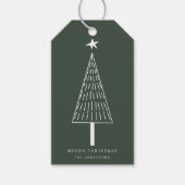 Forest Green Minimal Christmas Pine Tree Cadeaulabel (Voorkant)