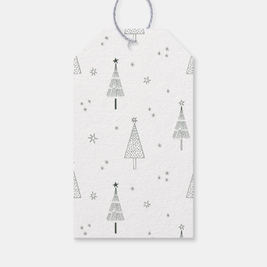Forest Green Minimal Christmas Pine Tree Cadeaulabel (Achterkant)
