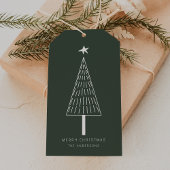 Forest Green Minimal Christmas Pine Tree Cadeaulabel