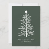 Forest Green Minimal Christmas Pine Tree Foto Feestdagenkaart (Voorkant)