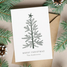 Forest Green Minimal Christmas Pine Tree Foto
