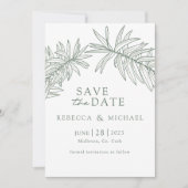 Forest Green Minimalist Botanical Save The Date (Voorkant)