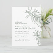 Forest Green Minimalist Botanical Wedding Kaart (Staand voorkant)