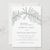 Forest Green Minimalist Botanical Wedding Kaart (Voorkant)