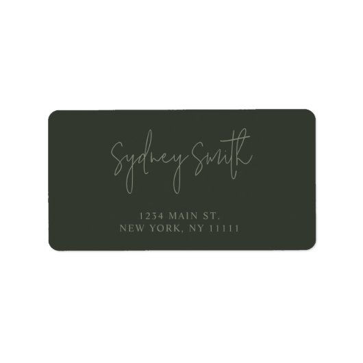 Forest Green Minimalist groot retouradres-etiket Etiket (Voorkant)