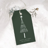 Forest Green Minimalist Kerstboom Cadeaulabel