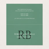 Forest Green Minimalist Monogram Hoofdredacteur Visitekaartje (Buitenkant ongevouwen)