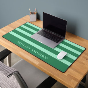 Forest Green & Mint Green Stripes Patroonnaam Bureaumat