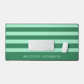 Forest Green & Mint Green Stripes Patroonnaam Bureaumat (Keyboard & Muis)