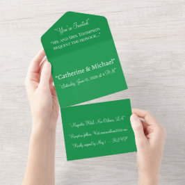 Forest Green Modern All In One Wedding Invite All In One Uitnodiging