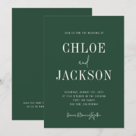 Forest Green Modern Bold Aangepaste QR Code Trouwe Kaart