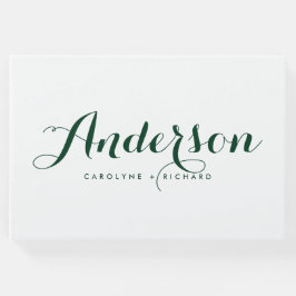Forest Green Modern Calligraphy Wedding Gastenboek