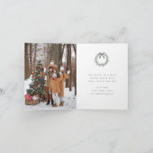 Forest Green Modern Christmas Pine Tree Foto Feestdagen Kaart (Binnen)