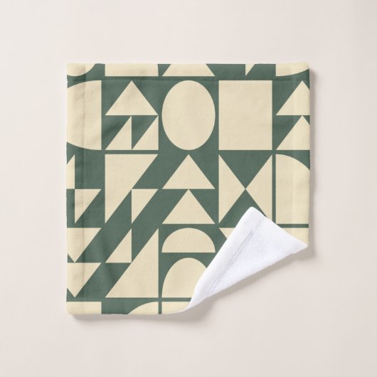 Forest Green Modern Geometric Shapes Bad Handdoek (Wasdoekje)