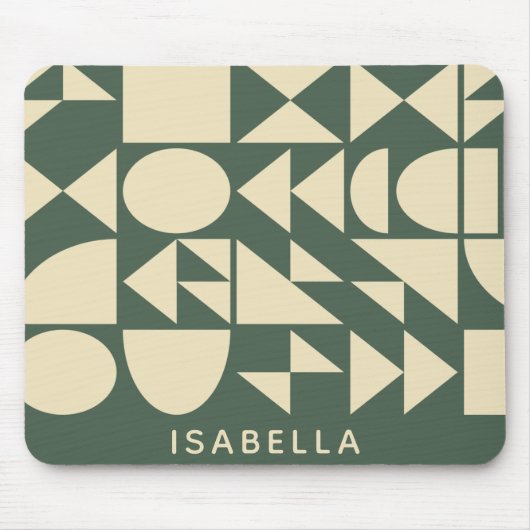 Forest Green Modern Geometric Shapes Personalized Muismat (Voorkant)