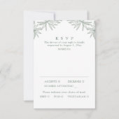 Forest Green Modern Minimale Botanische Maaltijd RSVP Kaartje (Voorkant)