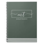 Forest Green Modern Pattern Script Name Notitieboek (Voorkant)