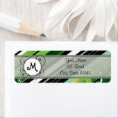 Forest Green Modern-Retro Stripes met monogram Etiket (Insitu)