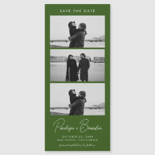 Forest Green Moderne Fotostrip Magnetische bruilof